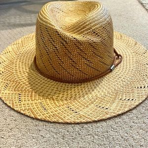 Rag & Bone Zoe Two Tone Straw Hat Natural Leather Band Size S/M